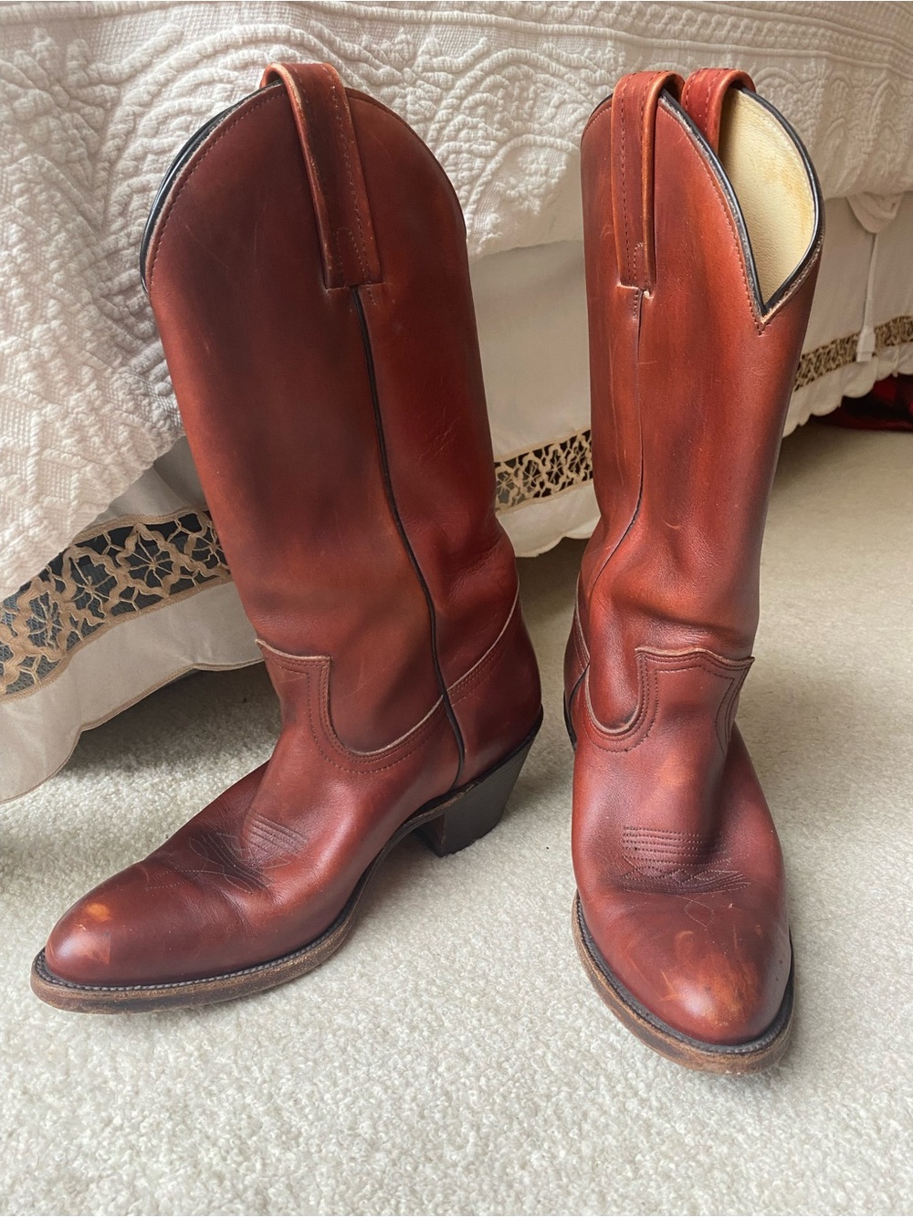 Frye 2356 Vintage Men's Red Brown Leather Cowboy Boots Western Made in USA 9D